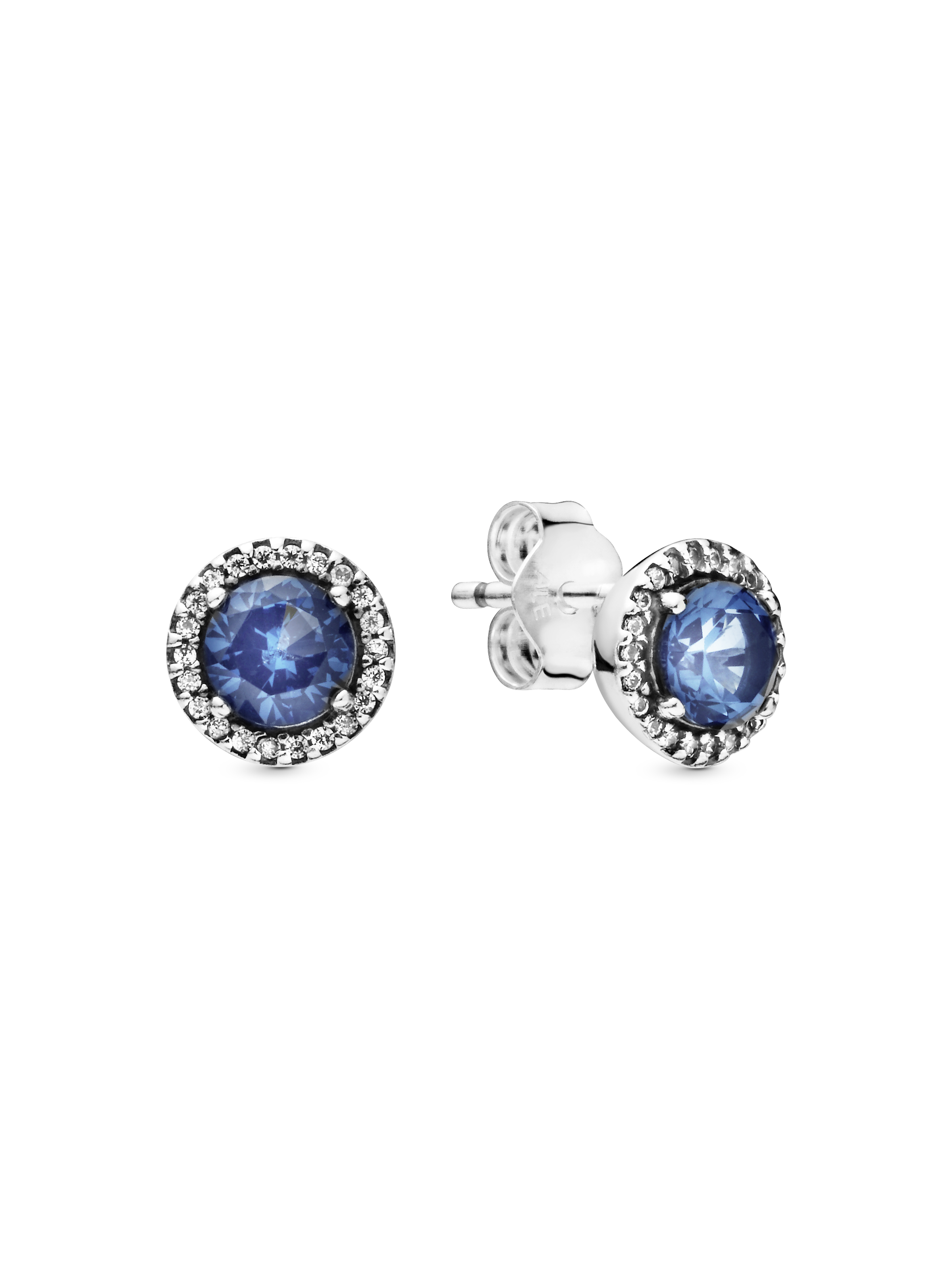 Blue Round Sparkle Stud Earrings