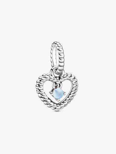 Sky Blue Beaded Heart Dangle Charm
