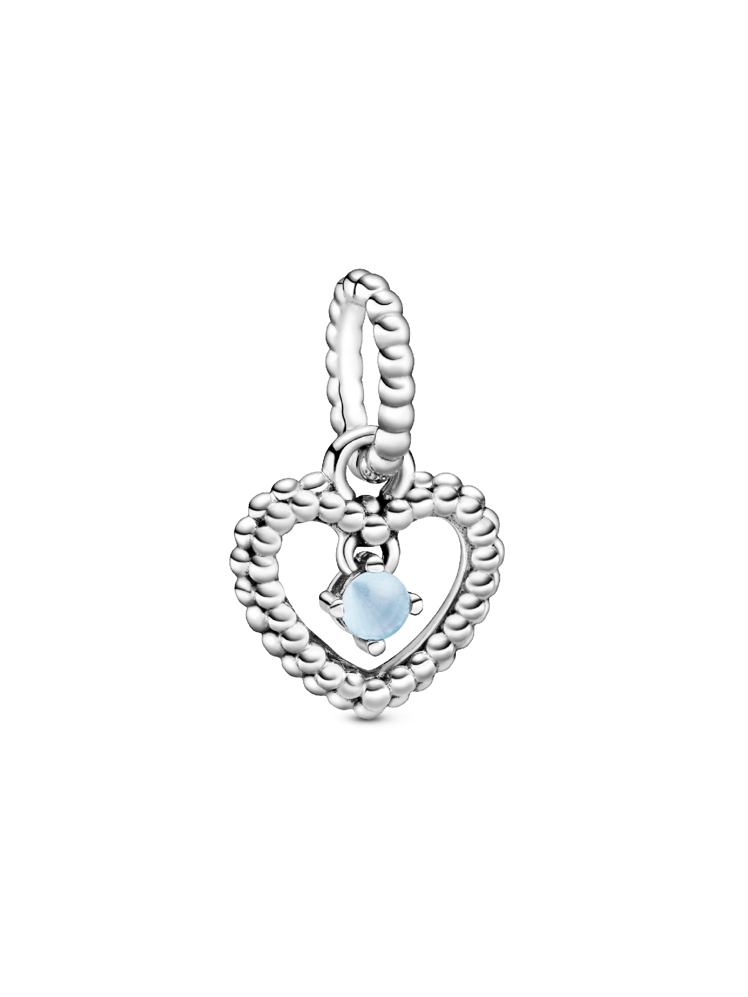Sky Blue Beaded Heart Dangle Charm