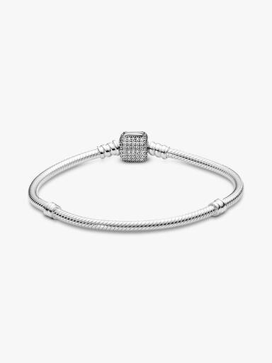 Silver bracelet with clear cubic zirconia