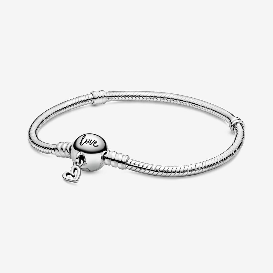 Pandora Moments Freehand Heart Clasp Snake Chain Bracelet image number 0