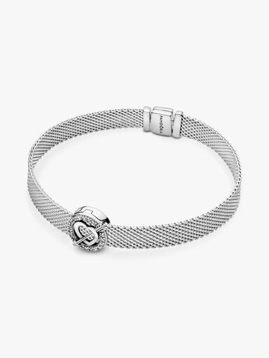 PANDORA Reflexions heart and arrow silver clip charm with clear cubic zirconia