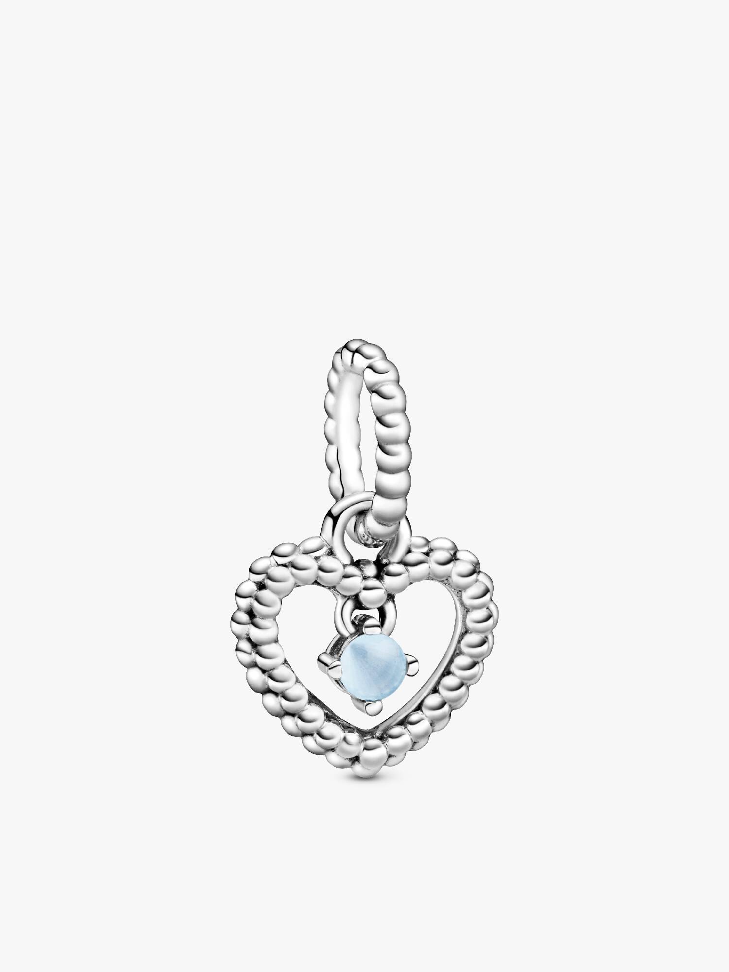 Sky Blue Beaded Heart Dangle Charm