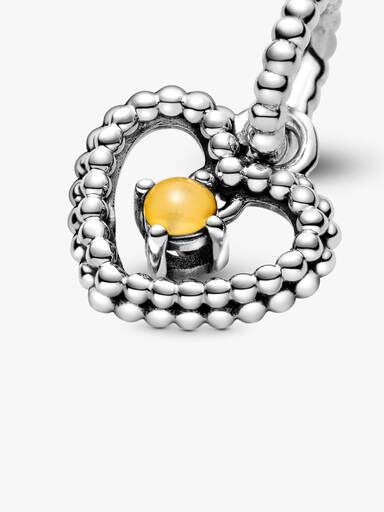 Honey Beaded Heart Dangle Charm