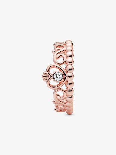 14k Rose gold-plated tiara ring with clear cubic zirconia