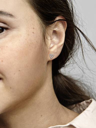 Sparkling Freehand Heart Stud Earrings