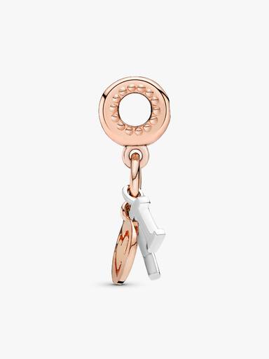 I love you 14k rose gold-plated and silver dangle with red cubic zirconia
