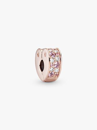 Pink Pavé Heart Clip Charm