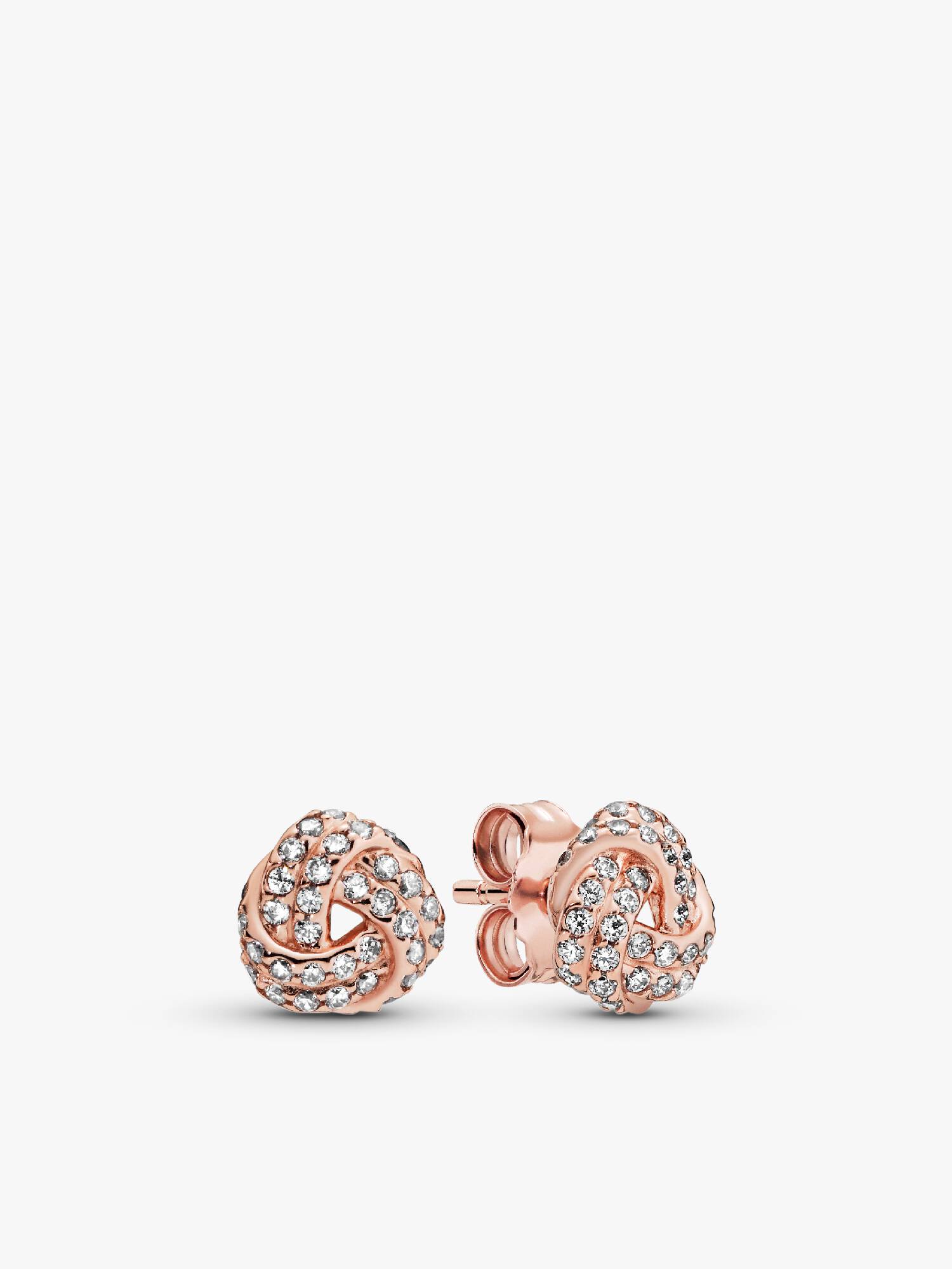 PANDORA Rose love knot stud earrings with clear cubic zirconia