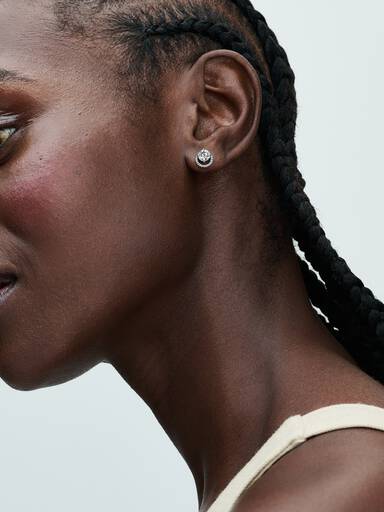 Sparkling Round Halo Stud Earrings
