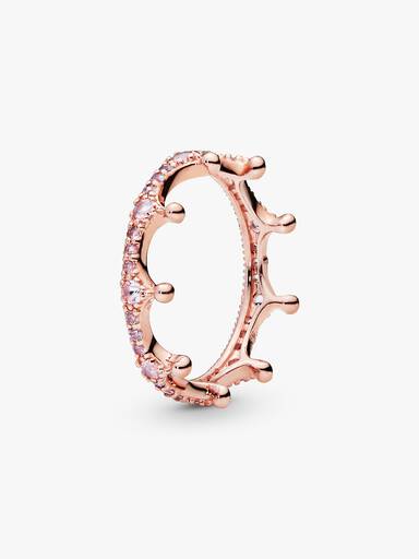 Crown 14k rose gold-plated ring with orchid pink and blush pink crystal