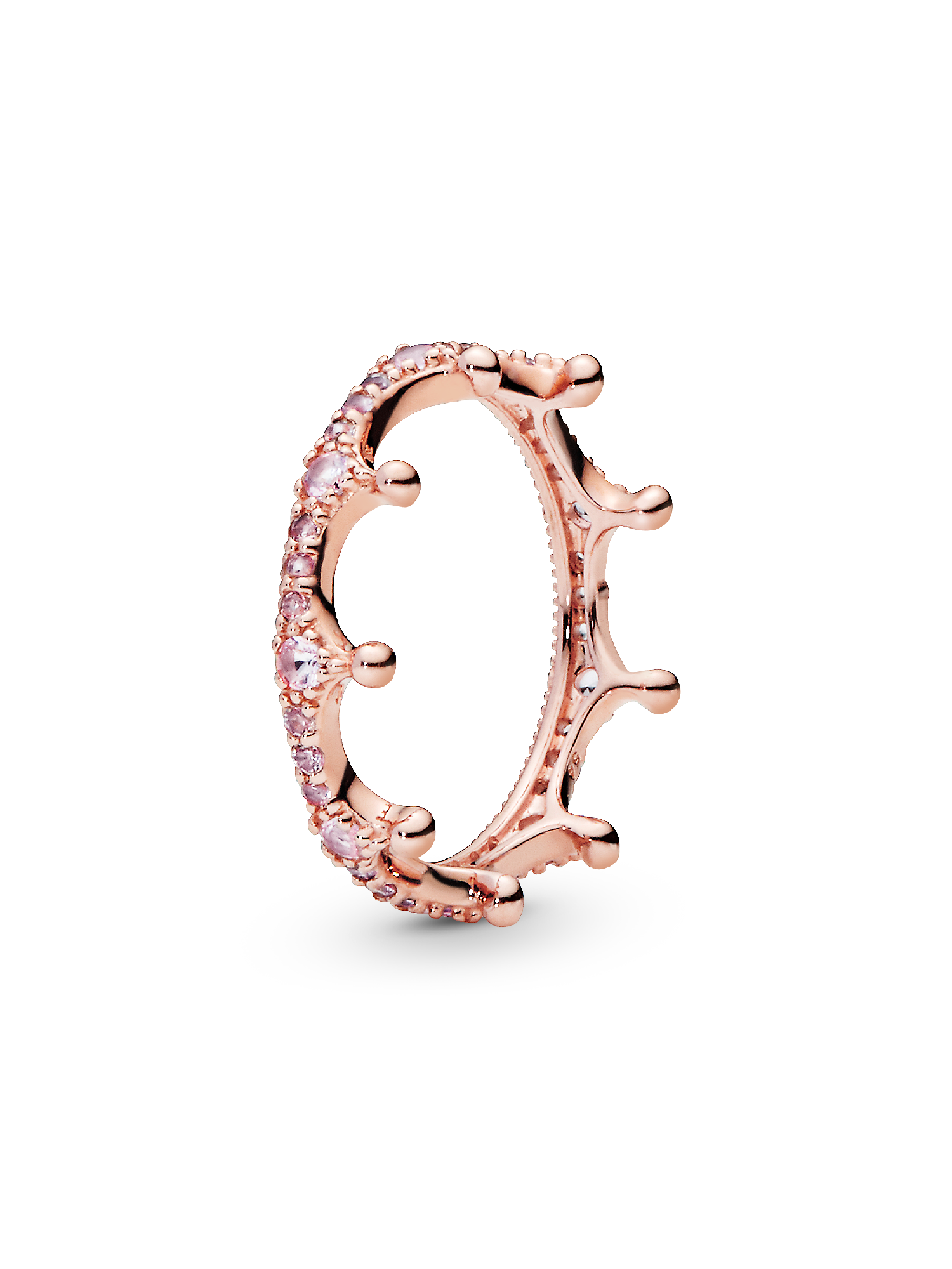 Crown 14k rose gold-plated ring with orchid pink and blush pink crystal