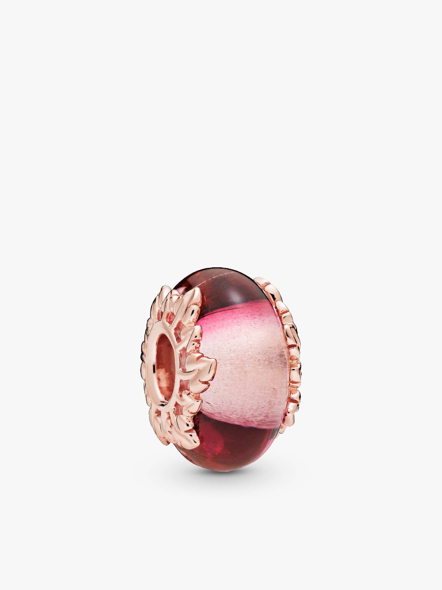 Pink Murano Glass & Leaves Charm