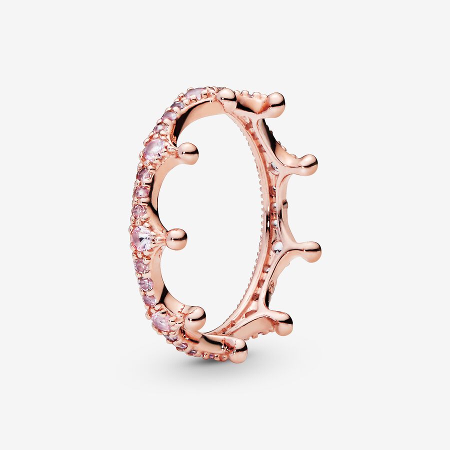 Crown 14k rose gold-plated ring with orchid pink and blush pink crystal image number 0