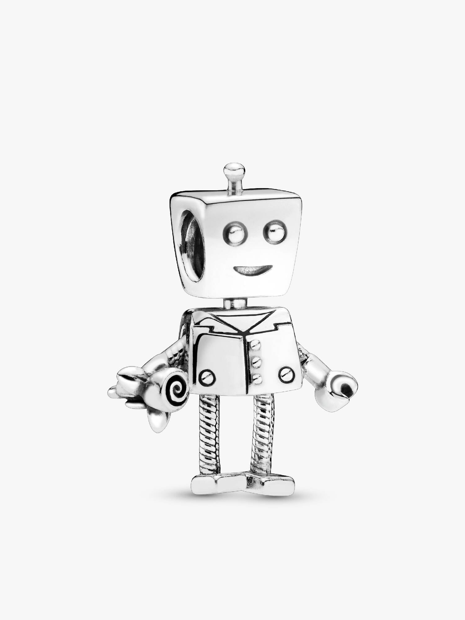 Boy robot silver charm