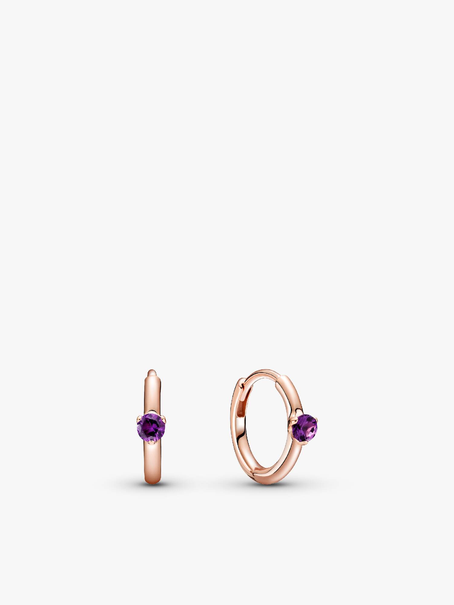 Purple Solitaire Huggie Hoop Earrings