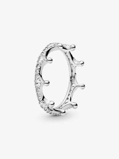 Crown silver ring with clear cubic zirconia