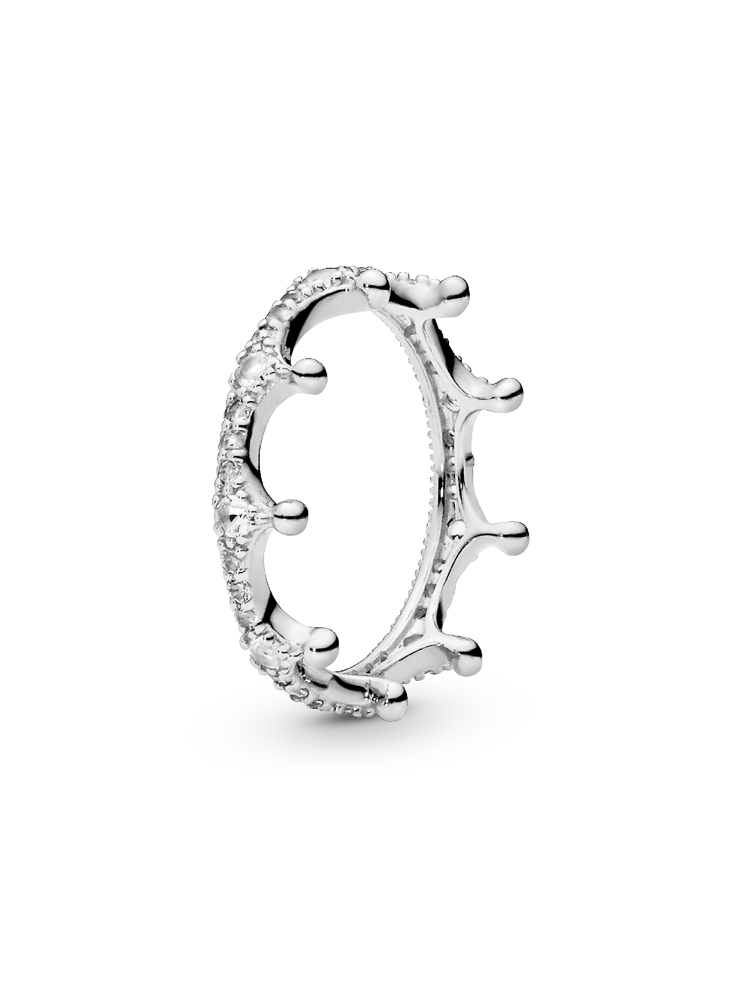 Crown silver ring with clear cubic zirconia