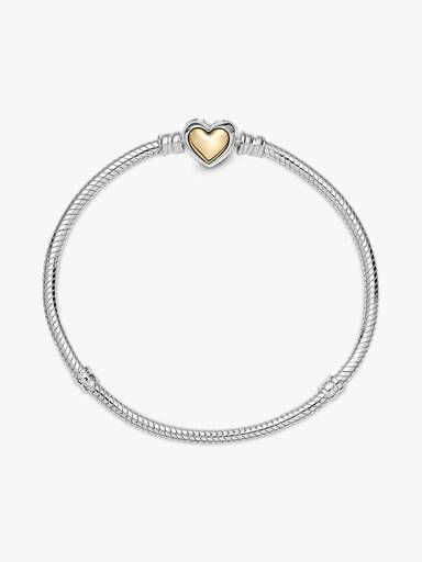 Domed Golden Heart Clasp Snake Chain Bracelet