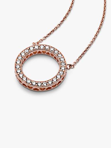 PANDORA logo reversible collier in 14k rose gold-plated with clear cubic zirconia