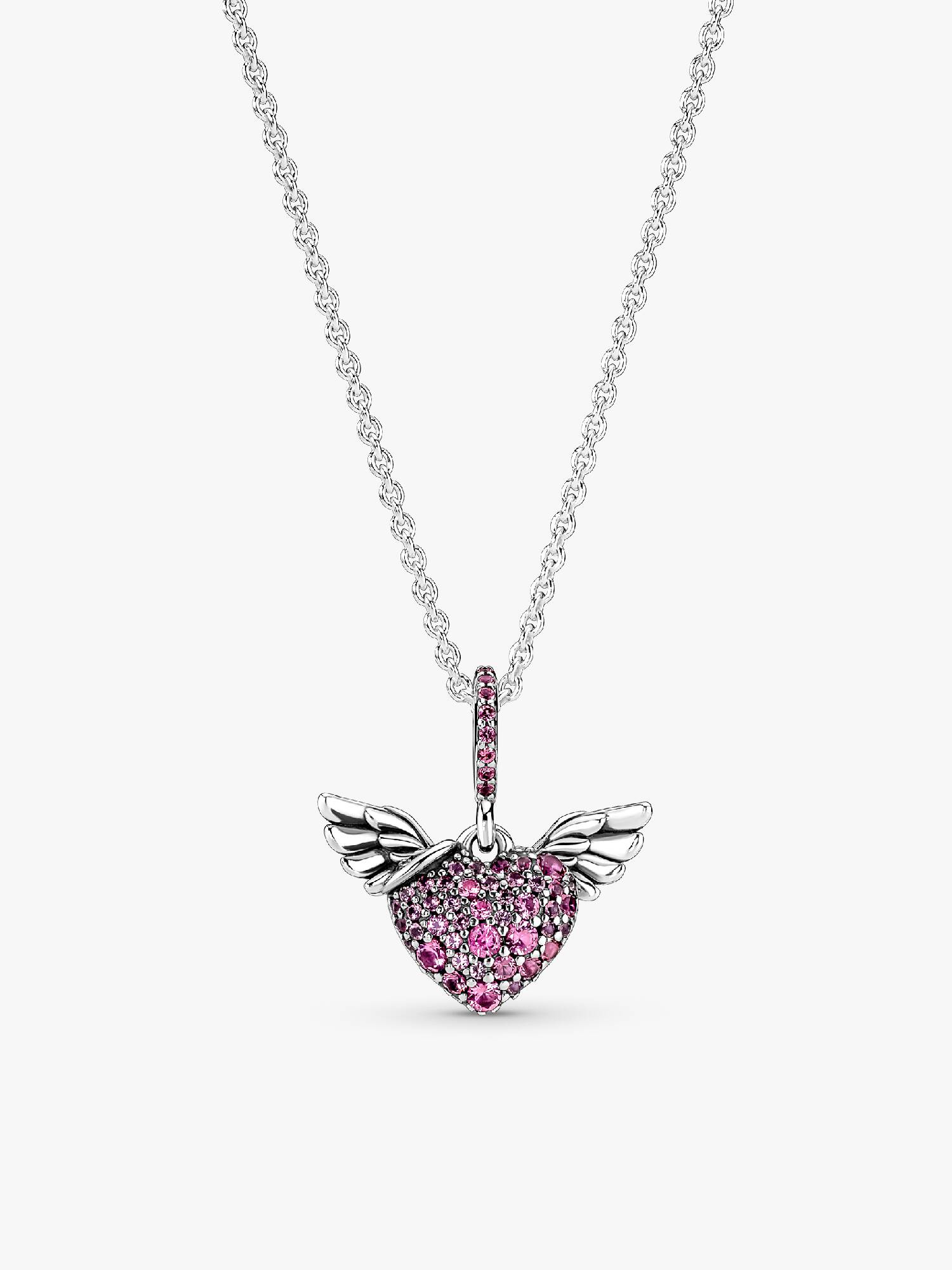 Pavé Heart & Angel Wings Necklace