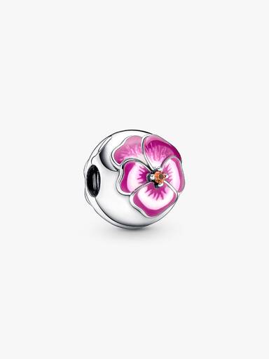 Pink Pansy Flower Clip Charm