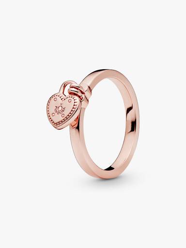 Heart padlock Pandora Rose ring