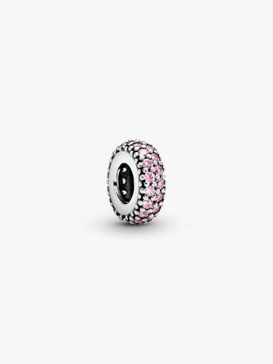 Abstract silver spacer with pink cubic zirconia