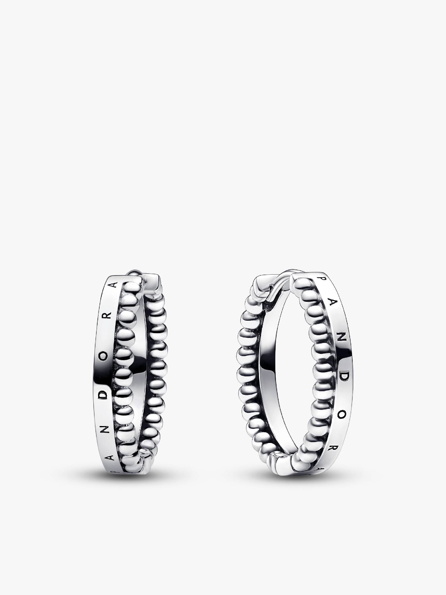Pandora Signature Logo & Beads Hoop Earrings