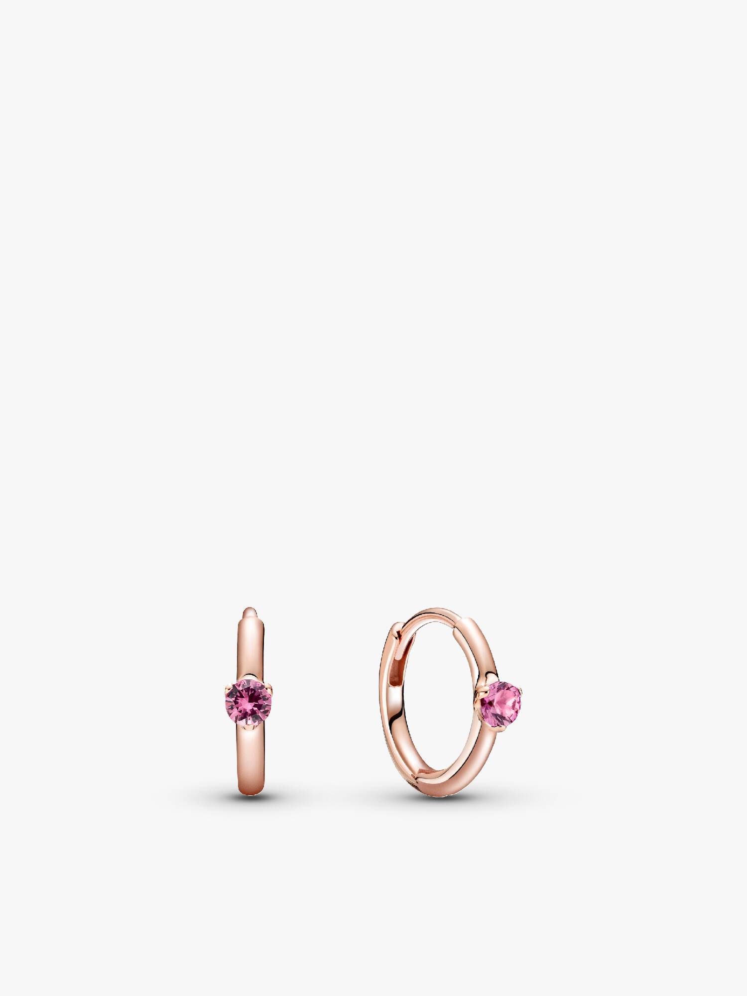Pink Solitaire Huggie Hoop Earrings
