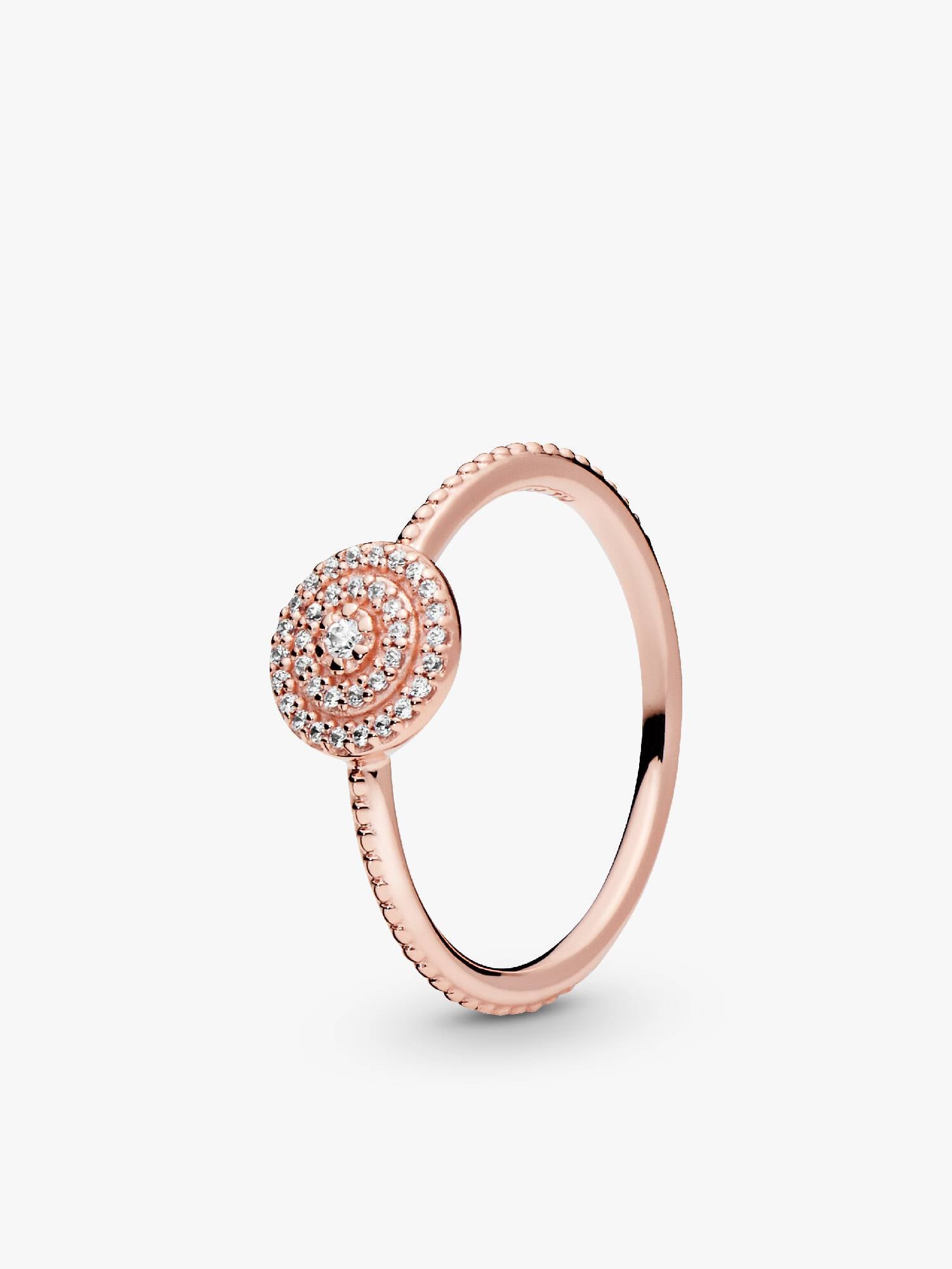 14k Rose gold-plated ring with clear cubic zirconia