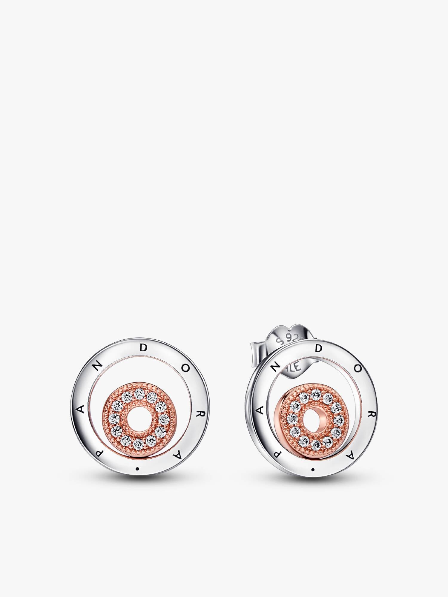 Pandora Signature Two-tone Logo Circles Stud Earrings