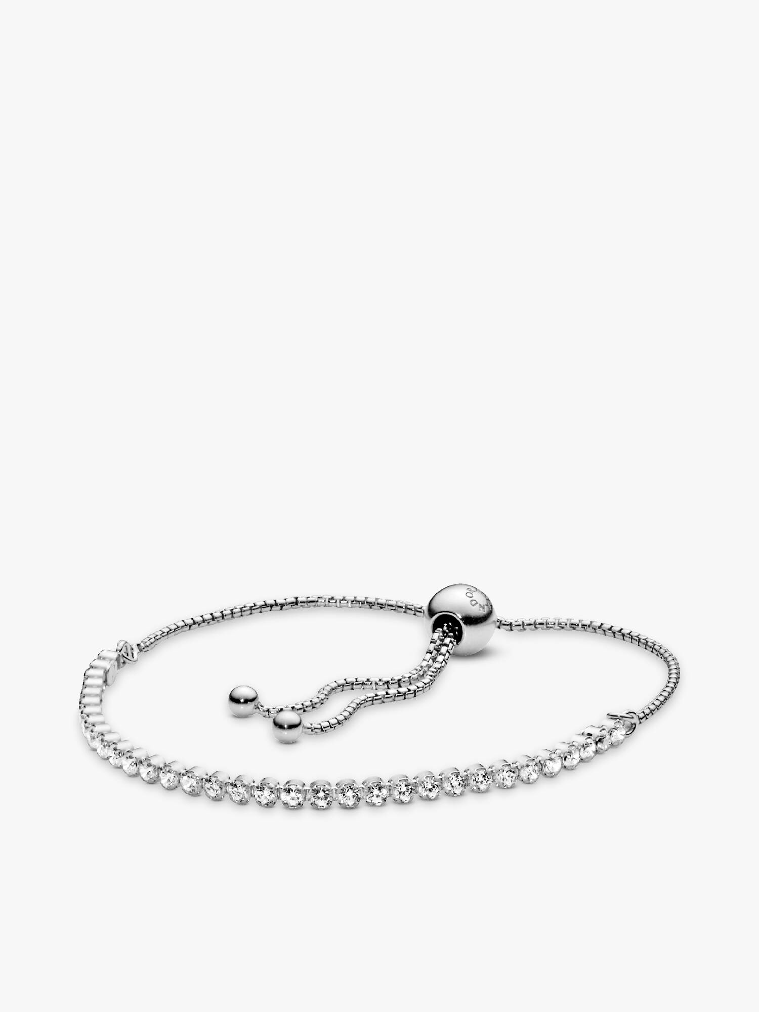 Rhodium plated silver bracelet with clear cubic zirconia