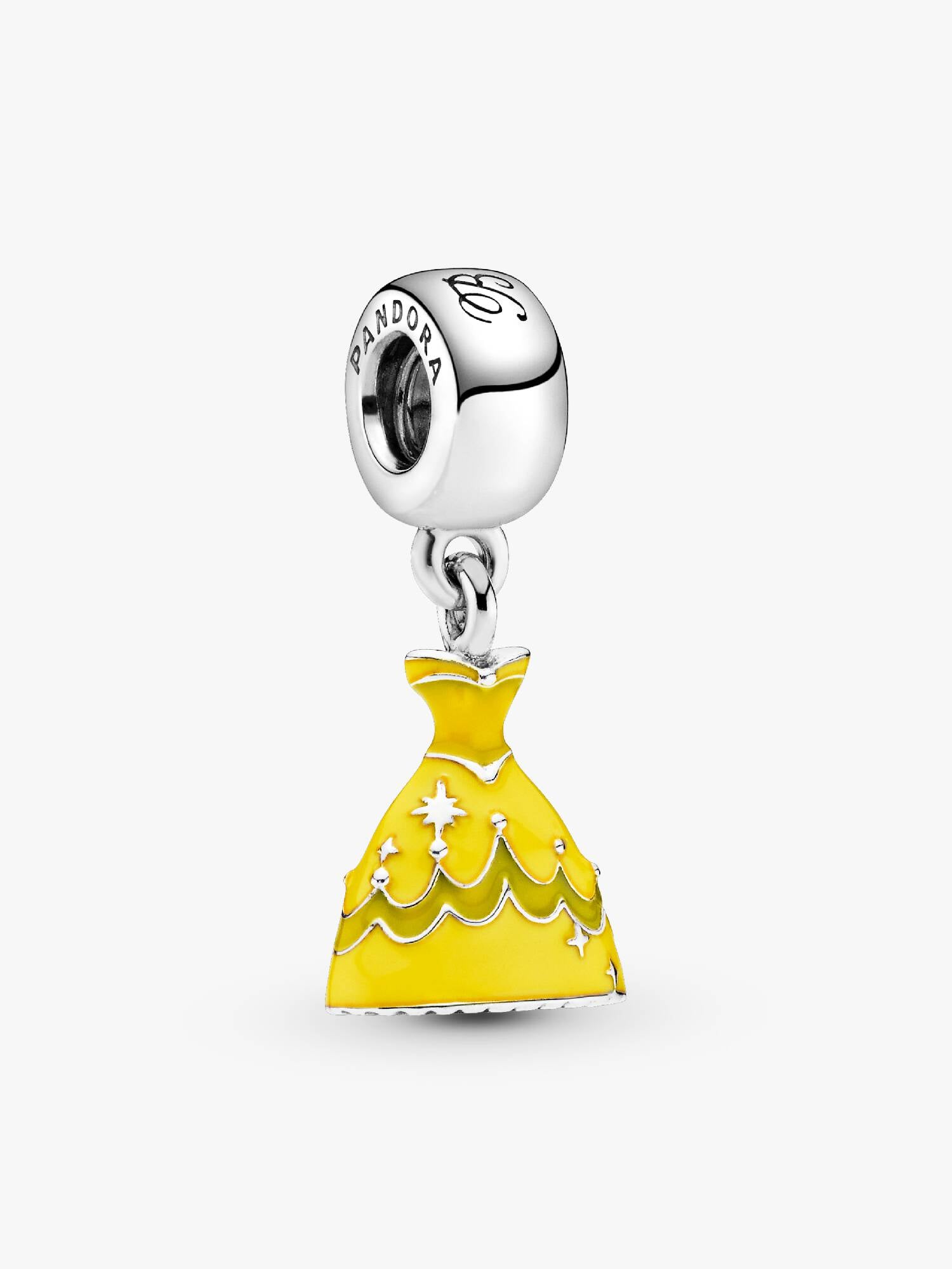 Disney Belle dress silver dangle with yellow enamel