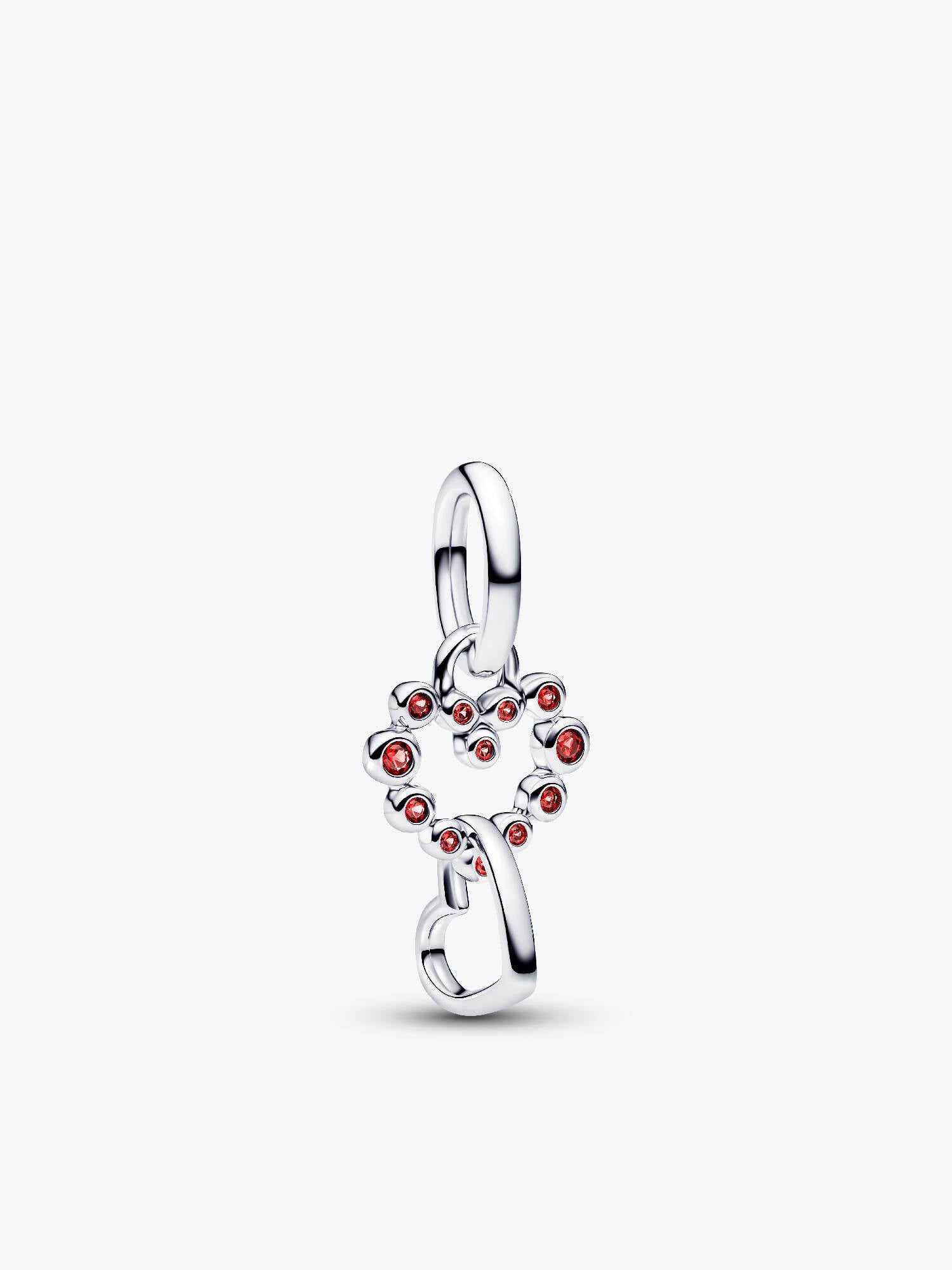 Connected Hearts & Red Stones Dangle Charm