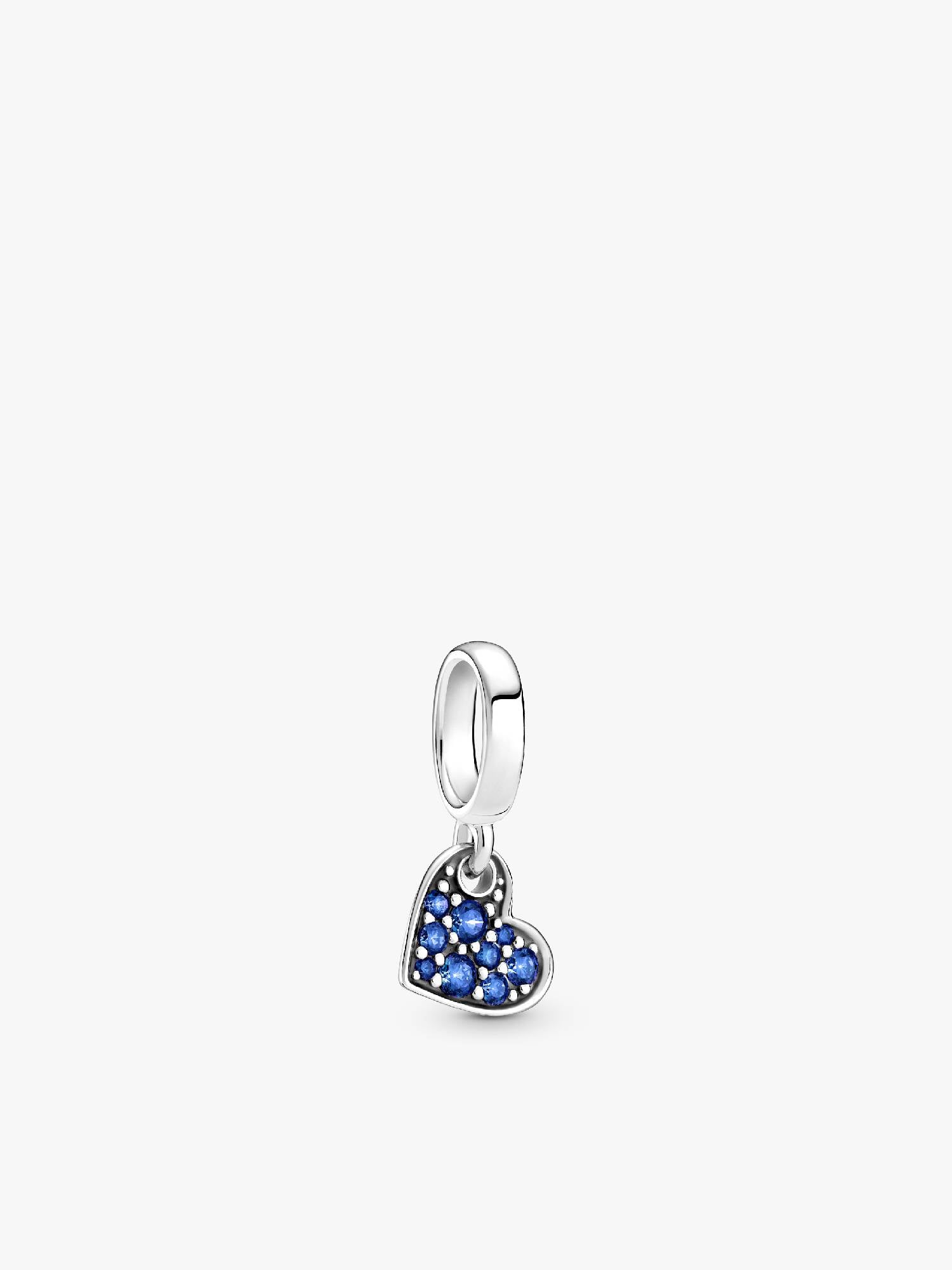 Stellar Blue Pavé Tilted Heart Dangle Charm