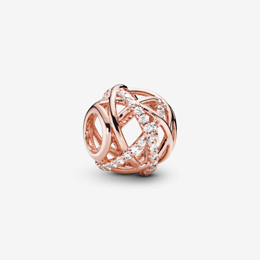 Openwork abstract PANDORA Rose charm with clear cubic zirconia image number 0