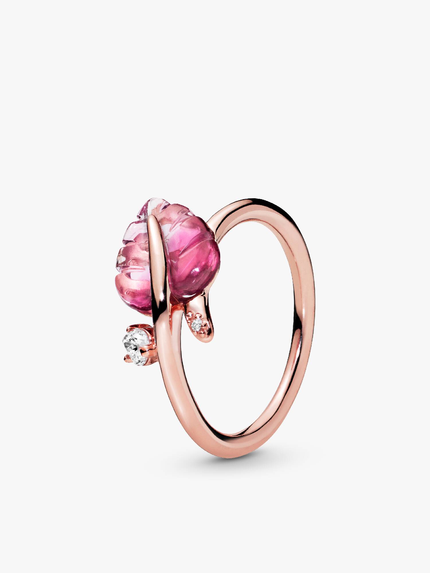 Pink Murano Glass Leaf Ring