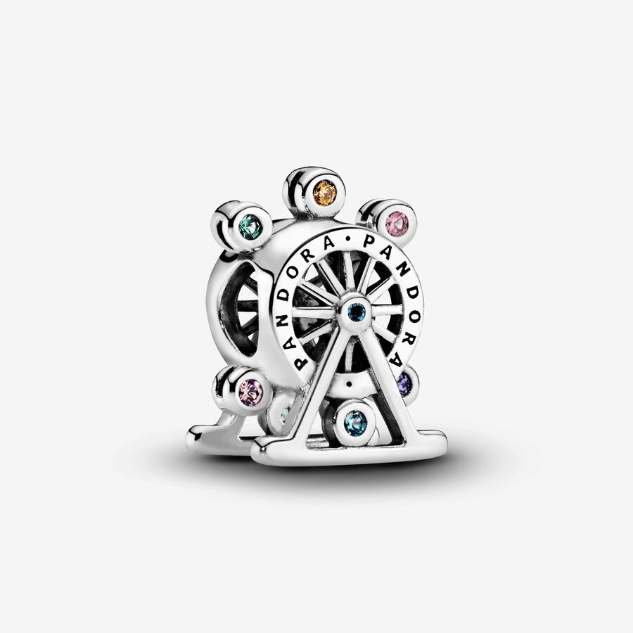 Ferris wheel silver charm with mixed colours of crystals and cubic zirconia image number 0