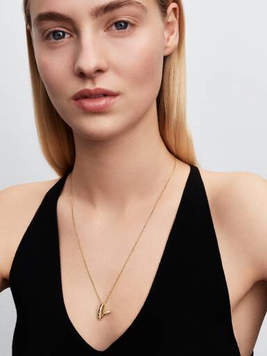 Organically Shaped Stone-Set Heart Pendant Necklace