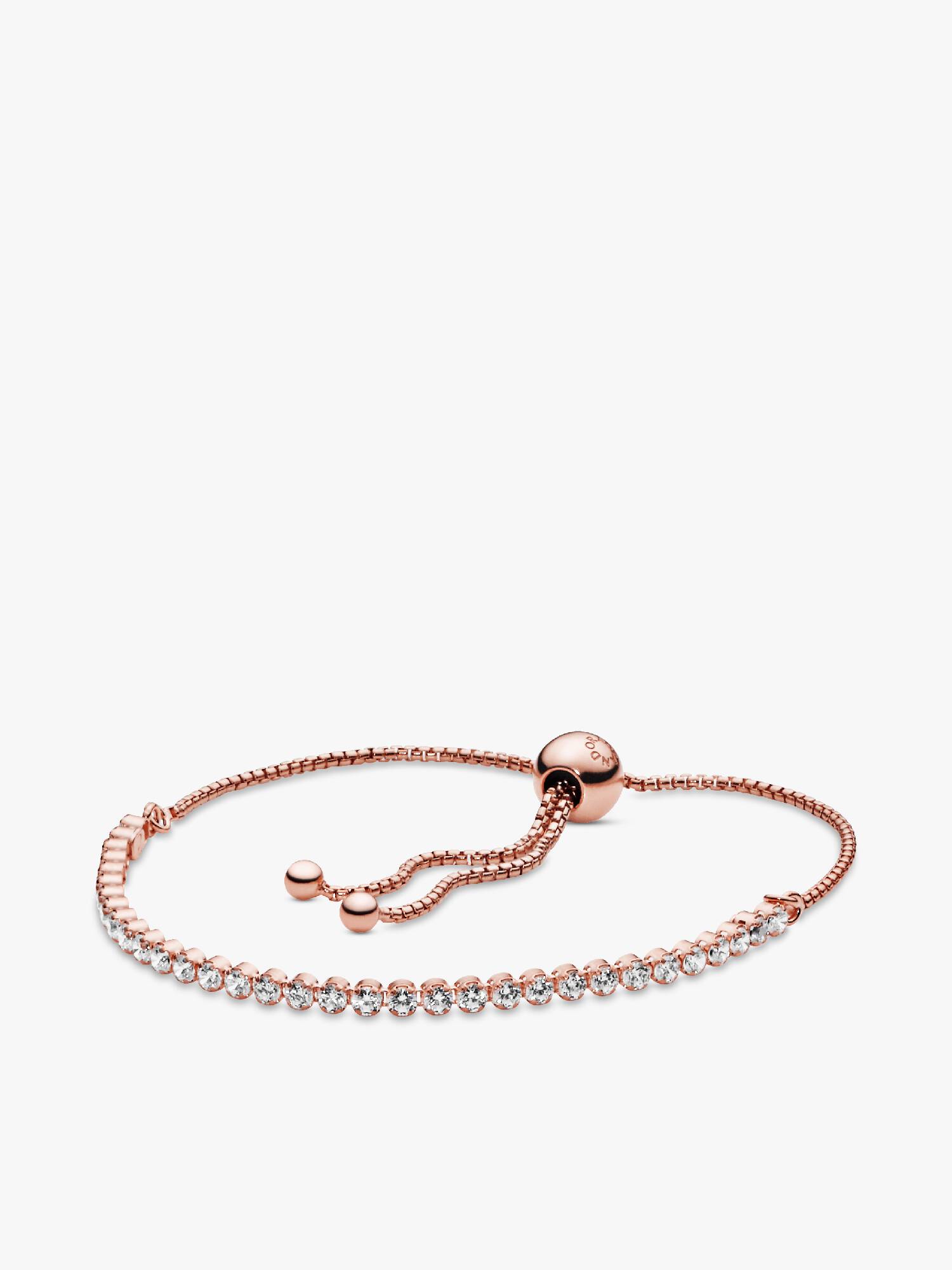 14k Rose gold-plated bracelet with clear cubic zirconia