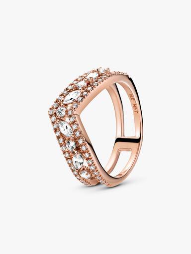 Sparkling Marquise Double Wishbone Ring