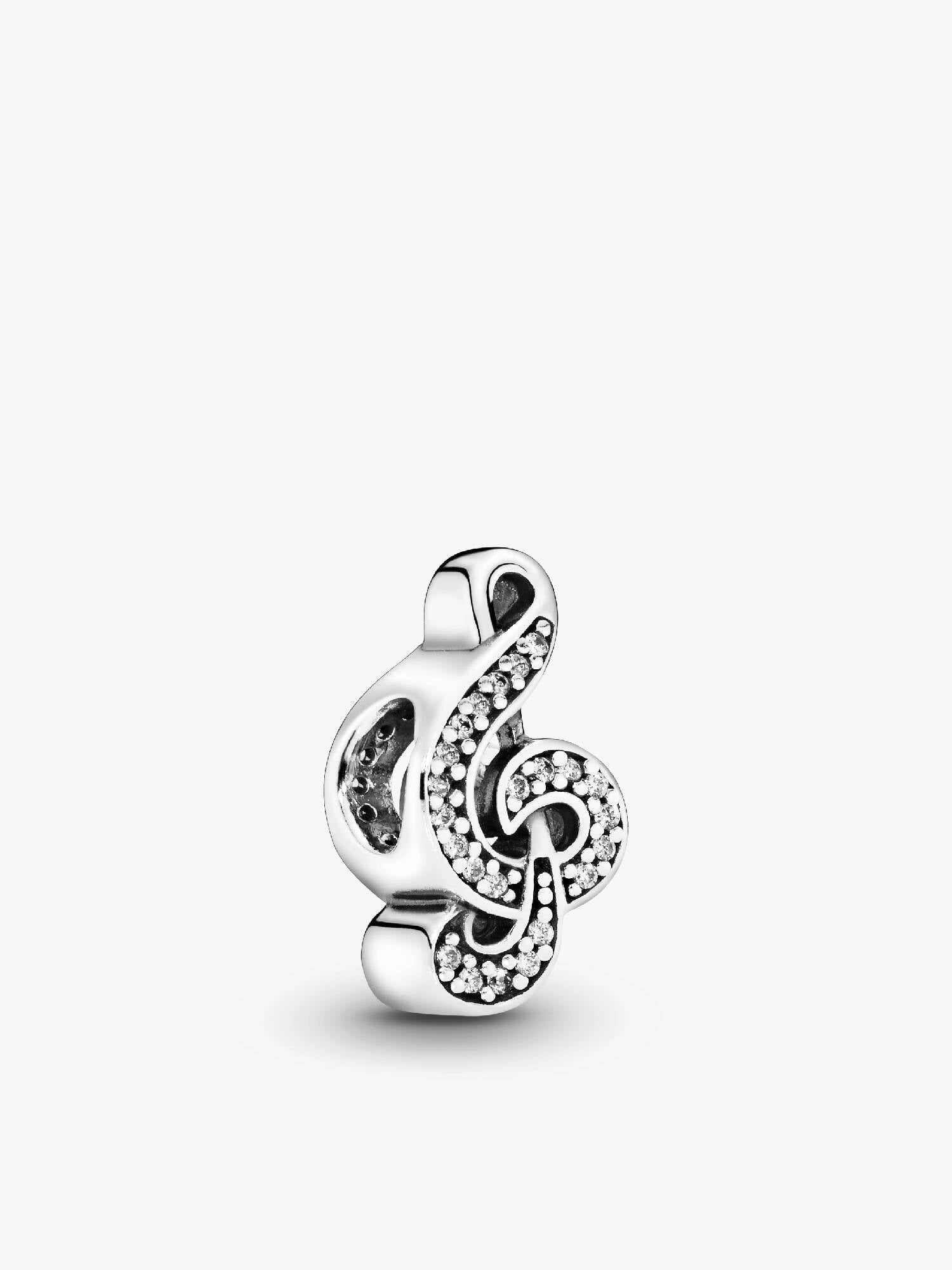 Clef silver charm with cubic zirconia