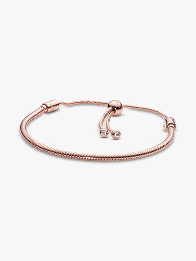 Snake chain 14k rose gold-plated bracelet with clear cubic zirconia