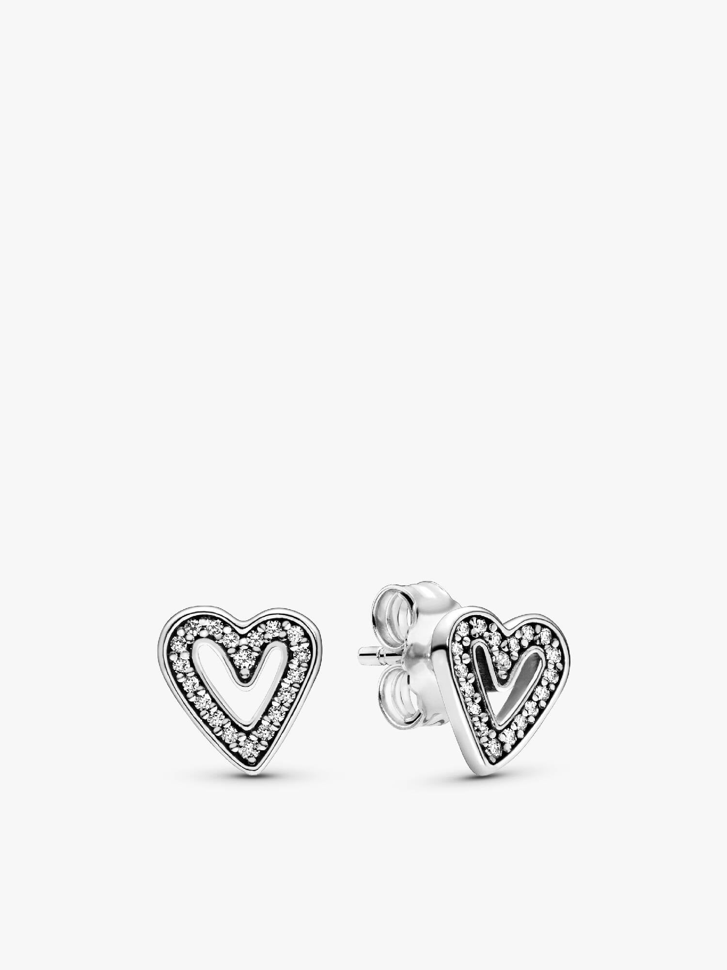 Sparkling Freehand Heart Stud Earrings