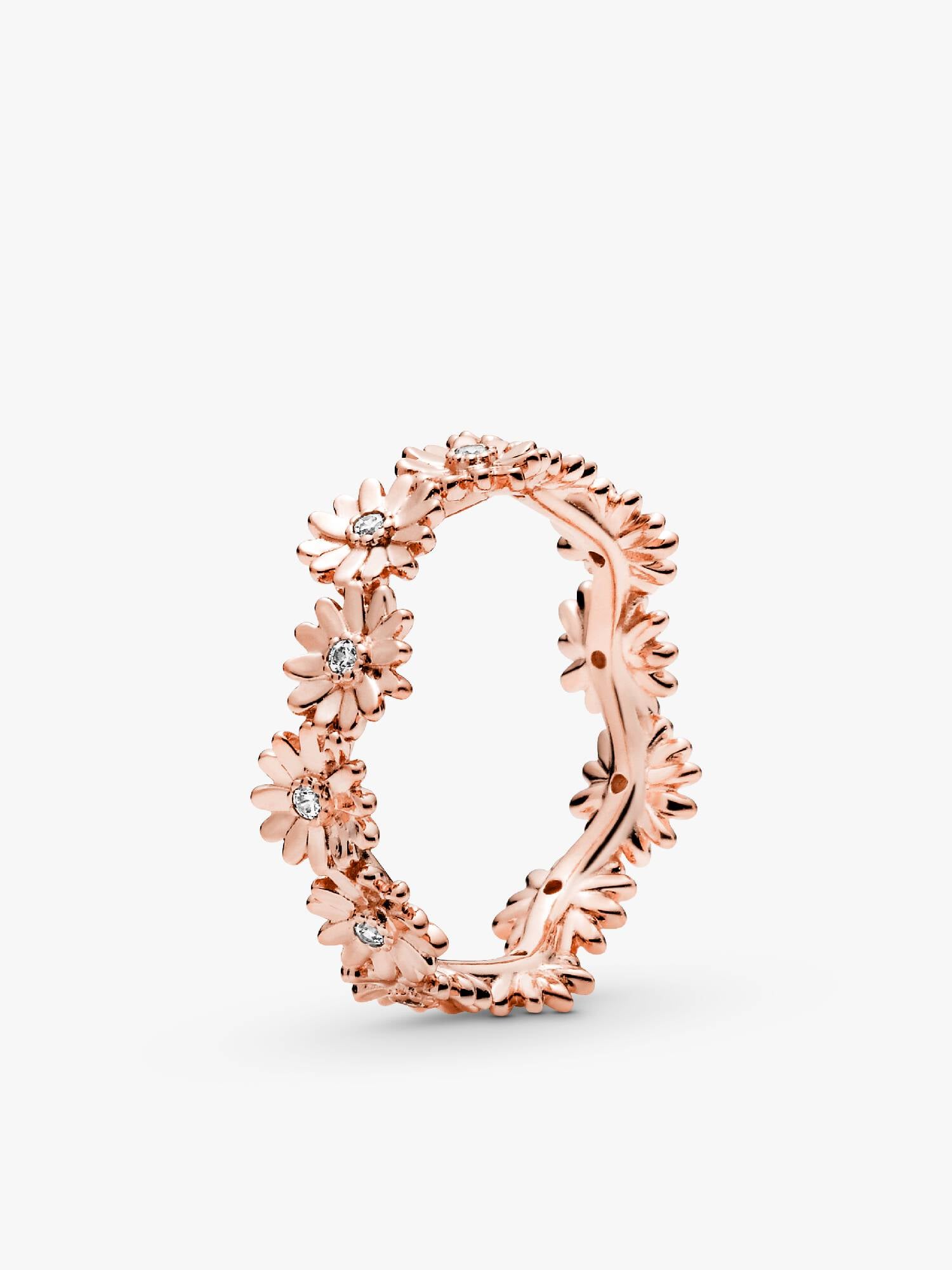 Daisy 14k rose gold-plated ring with clear cubic zirconia