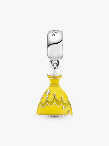 Disney Belle dress silver dangle with yellow enamel