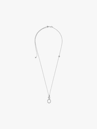 Knotted hearts silver pendant with clear cubic zirconia and necklace