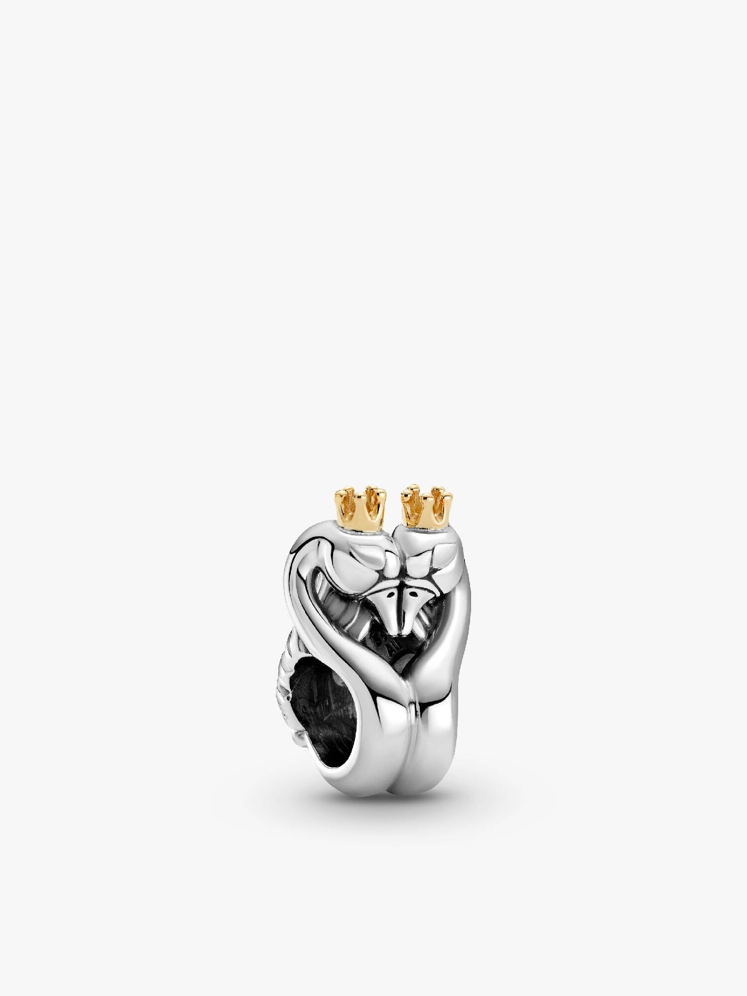 Two-tone Swans & Heart Charm