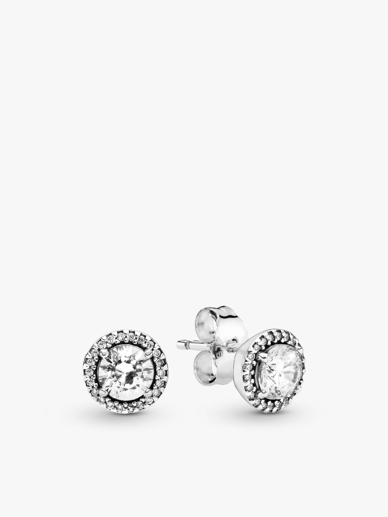 Silver stud earrings with clear cubic zirconia